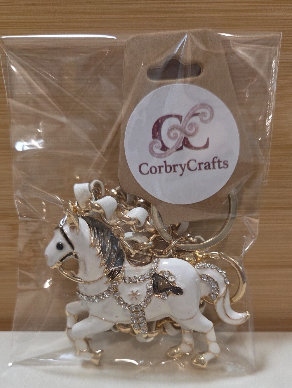 Glam White Enamel Prancing Horse Keychain & Braided Chain Bag Charm 🐎 - Picture 14 of 14